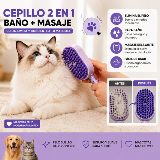 El cepillo se limpia solo elimina el pelo con un clic - masajea y limpia tu hgar